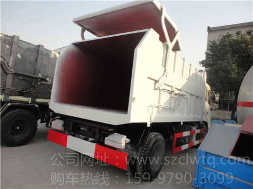 東風(fēng)天錦17立方壓縮垃圾站對(duì)接式垃圾車(chē)尾部圖片展示